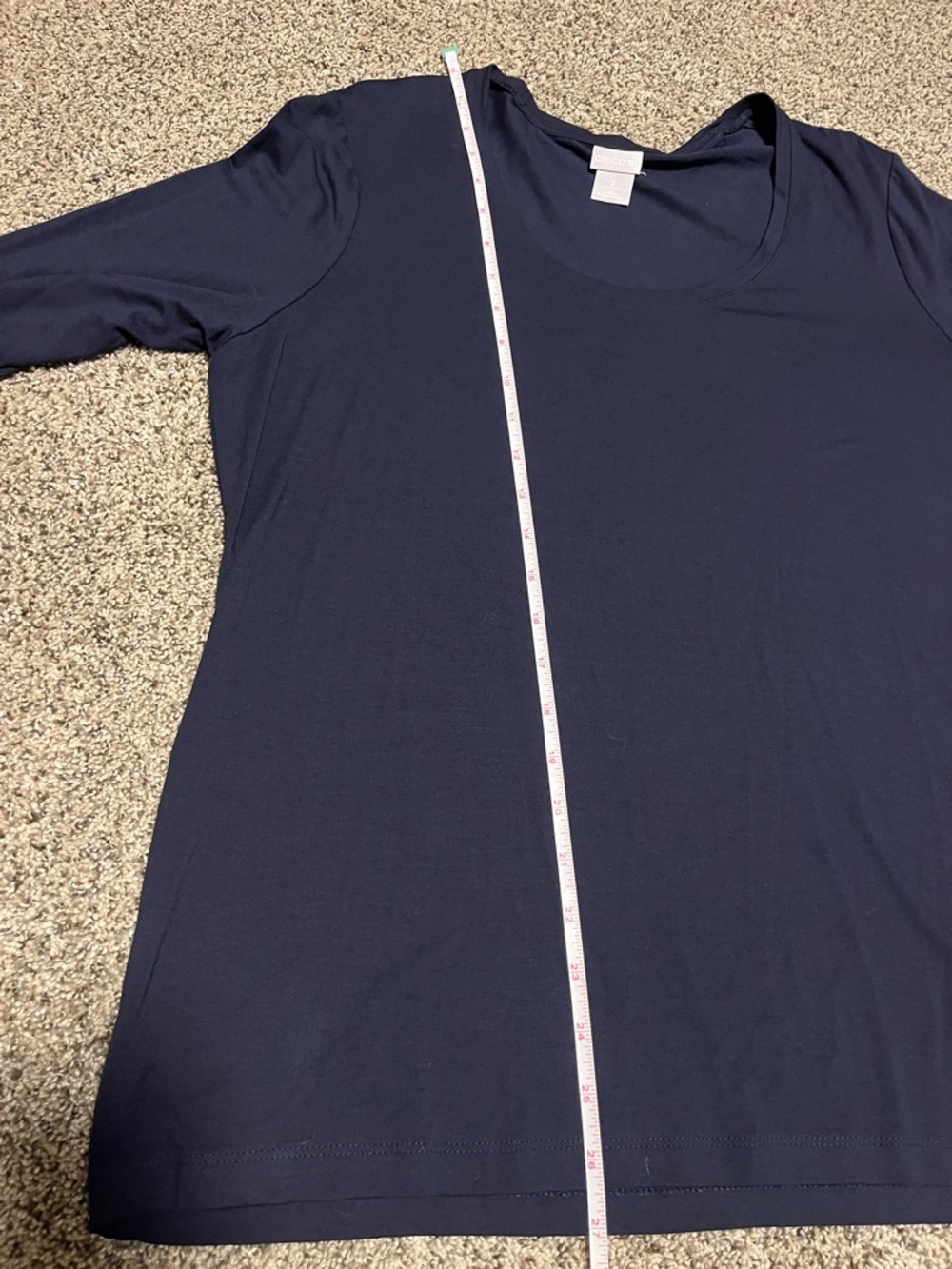 NWT Chico's Women's Navy Long Sleeve Scoop Neck Top-Chico’s Size 2 - Picture 7 of 8